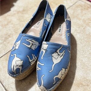 Miu Miu Blue Cat Print Women's Shoes 36